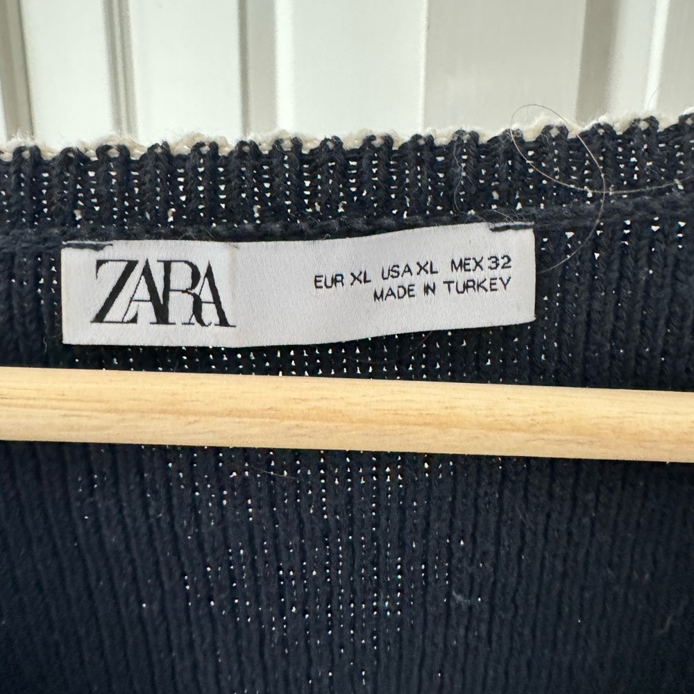Zara whipstitch navy sweater size xl - Picture 3 of 3